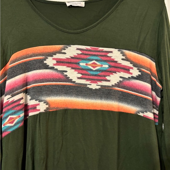 Chic Soul Forest Green Aztec Tunic - Picture 2 of 7